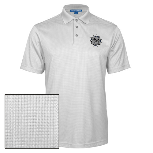  White Performance Fine Jacquard Polo - Bulldog Head