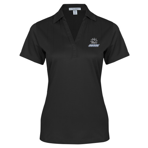  Womens Black Performance Fine Jacquard Polo - Primary Mark