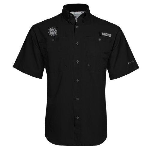  Columbia Black Tamiami Performance Short Sleeve Shirt - Bulldog Head