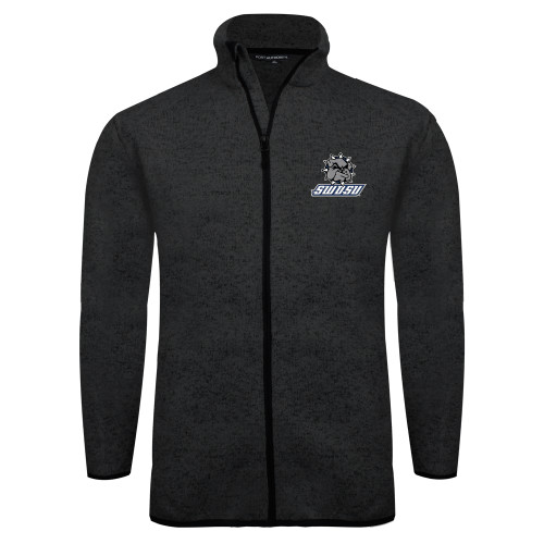  Black Heather  Sweater Fleece Jacket - Primary Mark