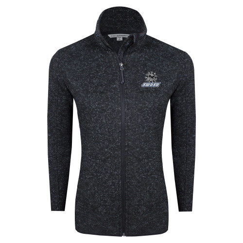  Womens Black Heather Fleece Jacket - Primary Mark