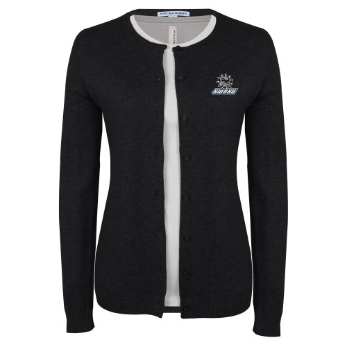  Womens Black Cardigan Sweater - Primary Mark