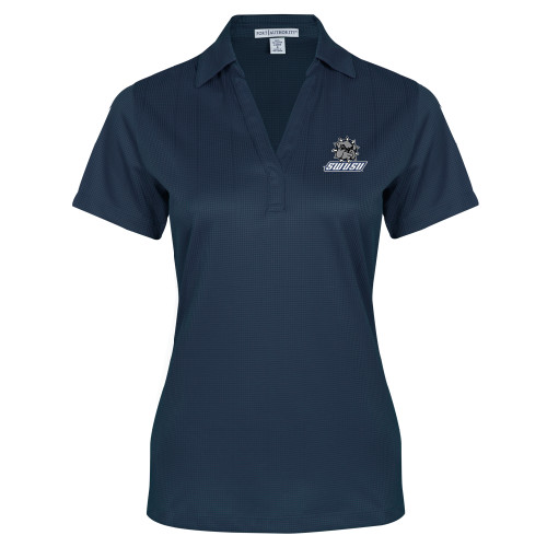  Womens Navy Performance Fine Jacquard Polo - Primary Mark