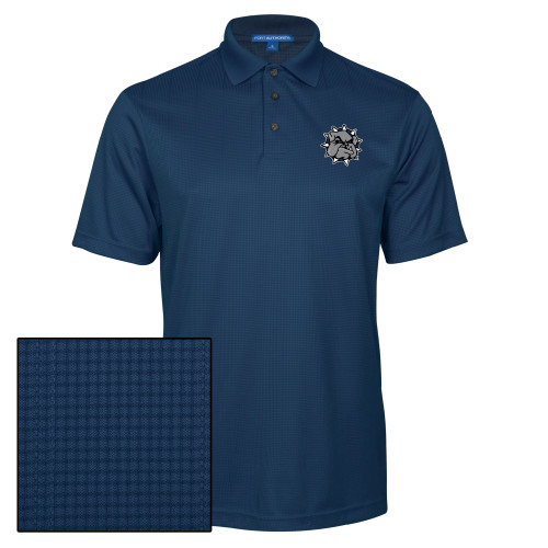  Navy Performance Fine Jacquard Polo - Bulldog Head