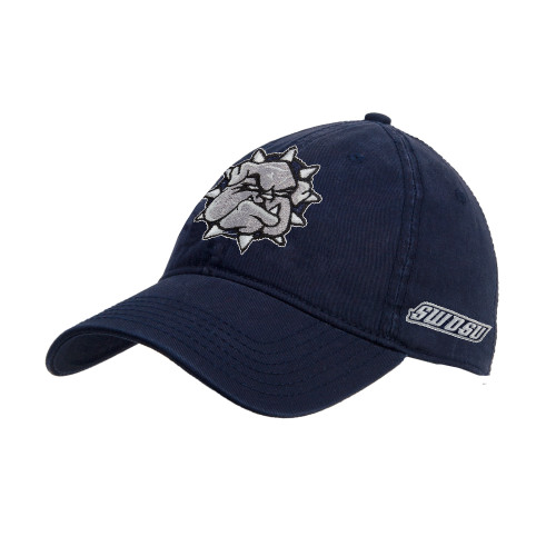  Navy Unstructured Adjustable Low Profile Hat - Bulldog Head