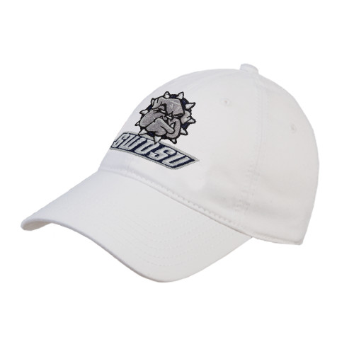  White Unstructured Adjustable Low Profile Hat - Primary Mark