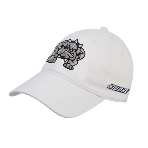  White Unstructured Adjustable Low Profile Hat - Bulldog