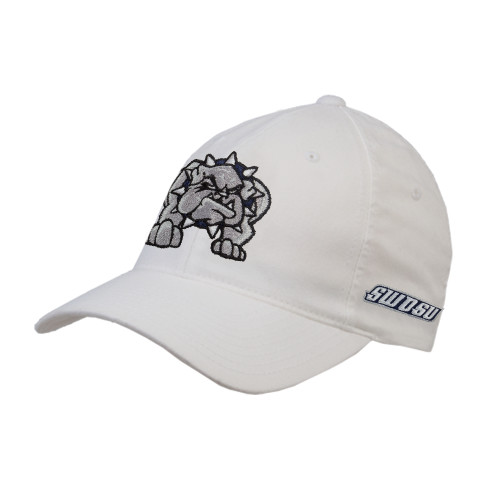 White Flexfit Structured Low Profile Hat - Bulldog