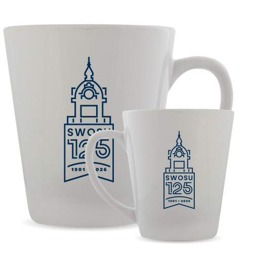  Full Color Latte Mug 12oz - SWOSU Belltower 125 Years