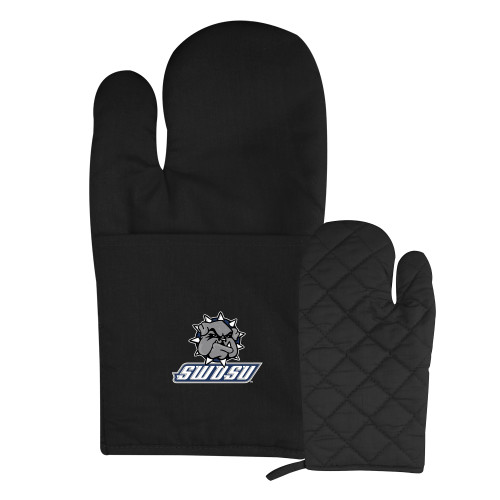  Quilted Canvas Black Oven Mitt - Primary Mark
