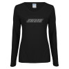 Thumbnail image for  Womens Black Long Sleeve V Neck Tee 