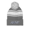 Thumbnail image for  Grey/White Two Tone Knit Pom Beanie w/Cuff
