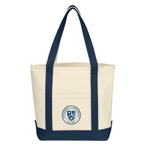  Cotton Canvas Natural/Navy Tote Bag - Seal