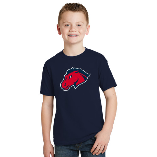  Youth Navy T Shirt - Mustang Head