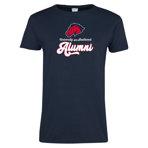  Womens Short Sleeve Navy Tee - Alumni Script