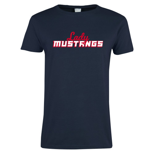  Womens Short Sleeve Navy Tee - Lady Mustangs