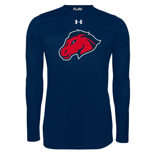  Under Armour Navy Long Sleeve Tech Tee - Mustang Head
