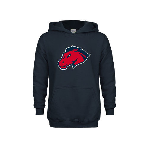  Youth Navy Fleece Hoodie - Mustang Head