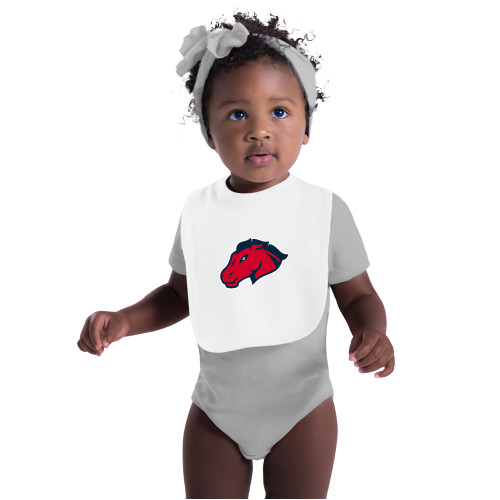  White Baby Bib - Mustang Head