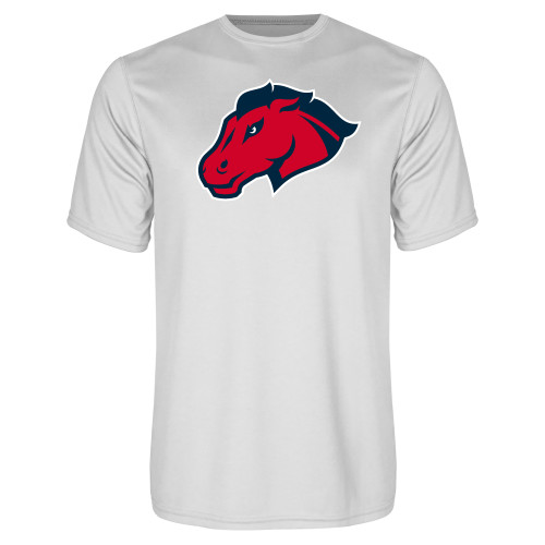  White Performance Tee - Mustang Head