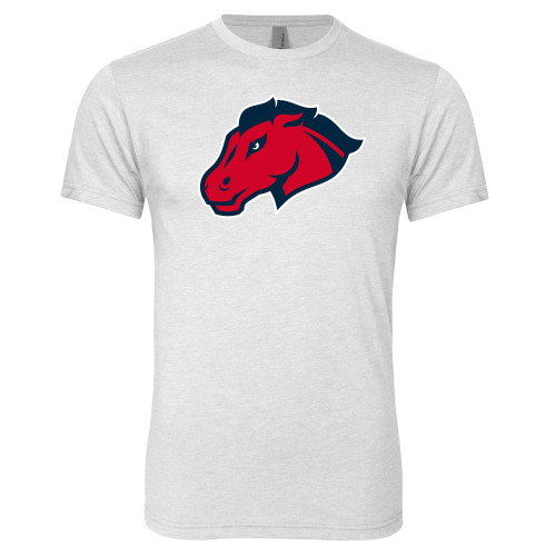  Next Level Heather White Triblend Tee - Mustang Head