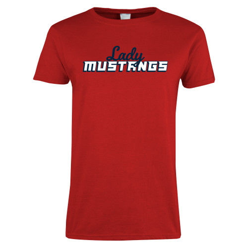  Womens Short Sleeve Red Tee - Lady Mustangs