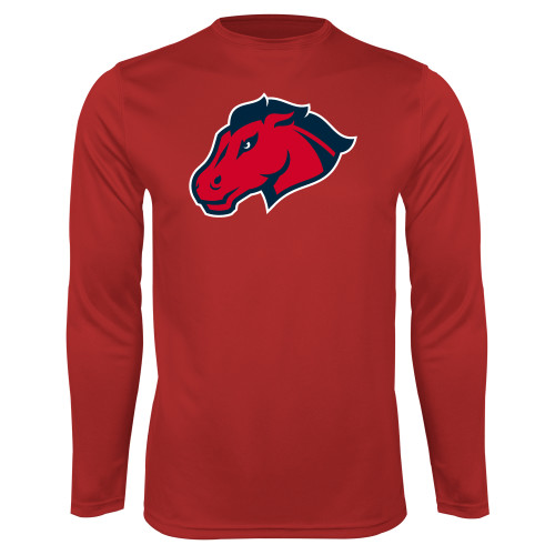  Red Performance Long Sleeve Shirt - Mustang Head
