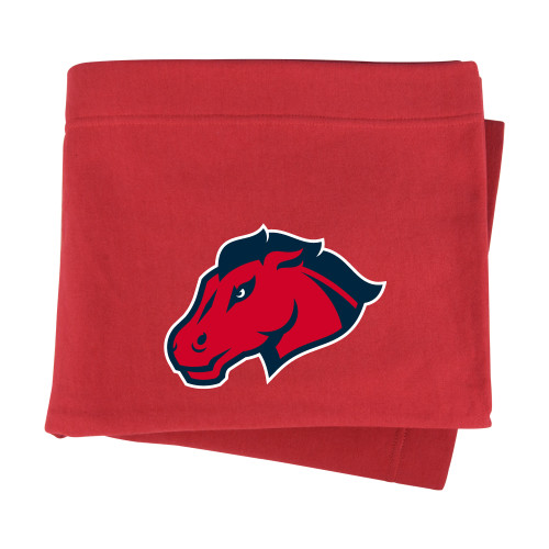  Red Sweatshirt Blanket - Mustang Head