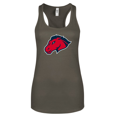  Next Level Womens Charcoal Racerback Tank - Mustang Head