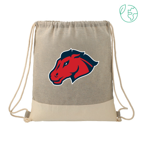  Split Recycled Cotton Grey/Natural Drawstring Bag - Mustang Head