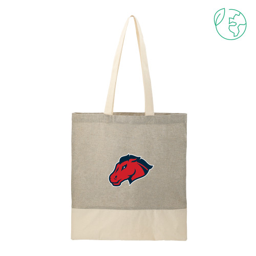  Split Recycled Grey Cotton Twill Convention Tote - Mustang Head