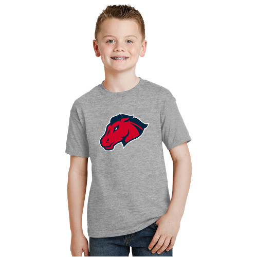  Youth Grey T Shirt - Mustang Head