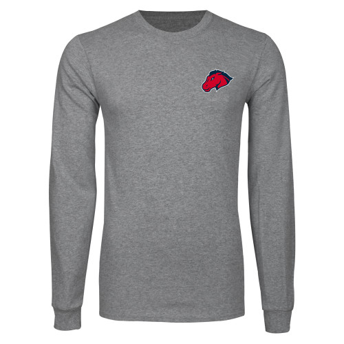  Grey Long Sleeve T Shirt - Mustang Head