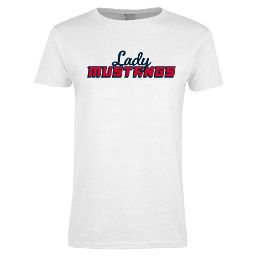  Womens White Short Sleeve Tee - Lady Mustangs