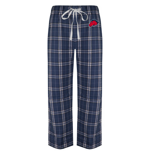  Navy/White Flannel Pajama Pant - Mustang Head