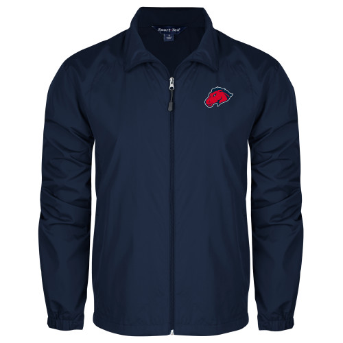  Navy Full Zip Wind Jacket - Mustang Head