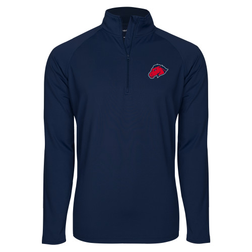  Sport Tek Navy Sport Wick Stretch 1/2 Zip Pullover - Mustang Head