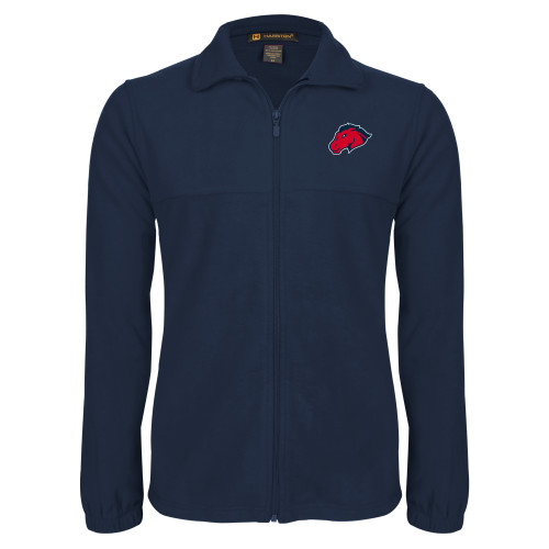  Navy Fleece Full Zip  Jacket - Mustang Head