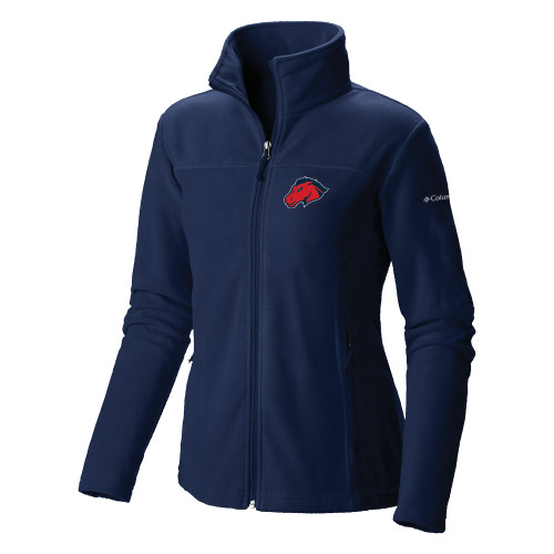  Columbia Womens Navy Full Zip Fleece Jacket - Mustang Head