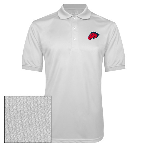  White Dry Mesh Polo - Mustang Head