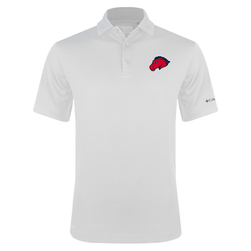  Columbia White Omni Wick Drive Polo - Mustang Head