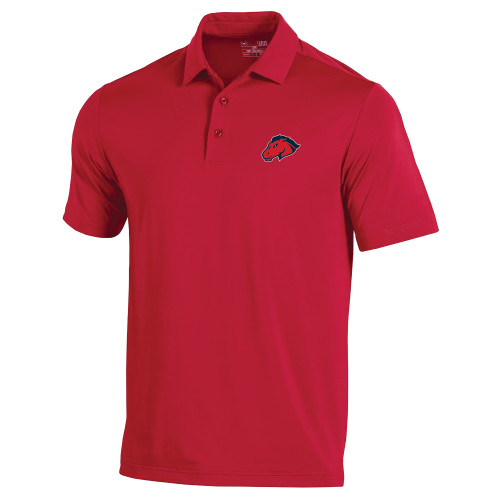  Under Armour Red Performance Polo - Mustang Head
