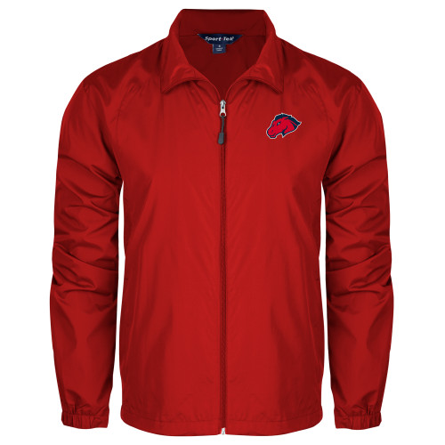  Red Full Zip Wind Jacket - Mustang Head
