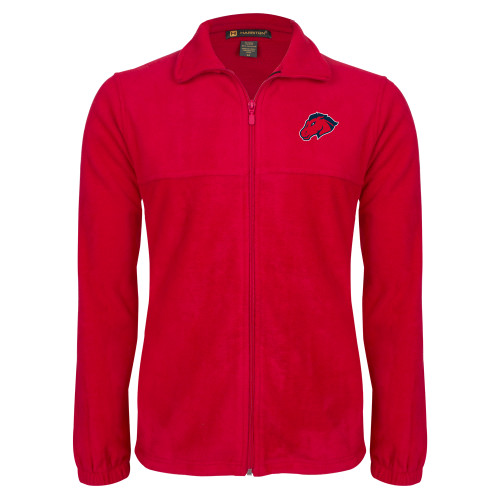  Red Fleece Full Zip Jacket - Mustang Head