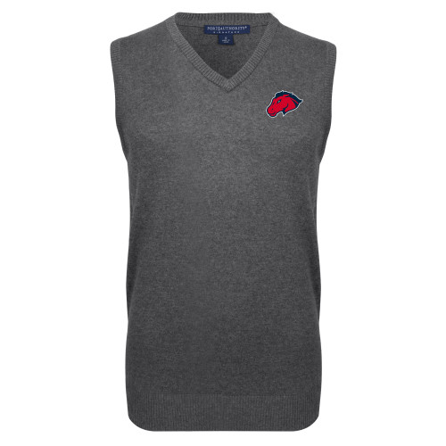  Charcoal VNeck Sweater Vest - Mustang Head