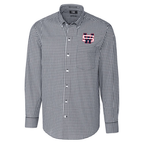  Cutter & Buck Charcoal Gingham Long Sleeve Button Down - SW