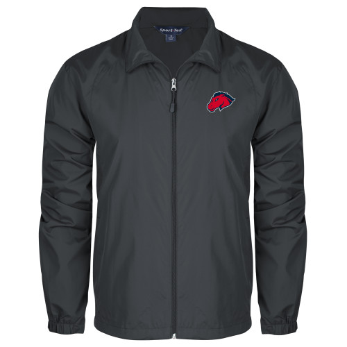  Charcoal Full Zip Wind Jacket - Mustang Head