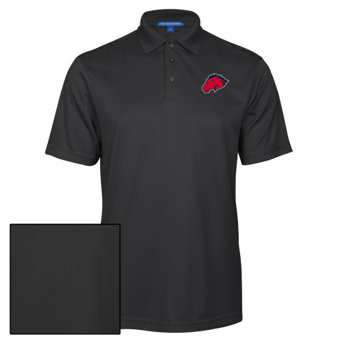  Charcoal Performance Fine Jacquard Polo - Mustang Head