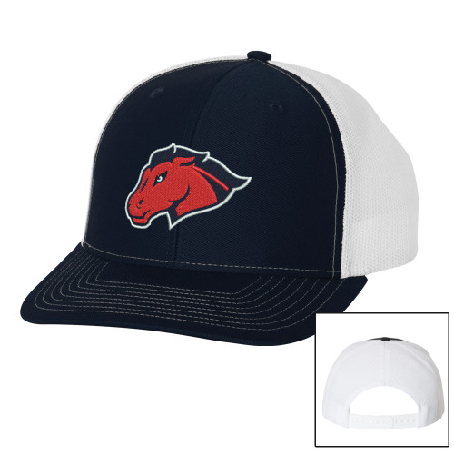  Richardson Navy/White Trucker Hat - Mustang Head