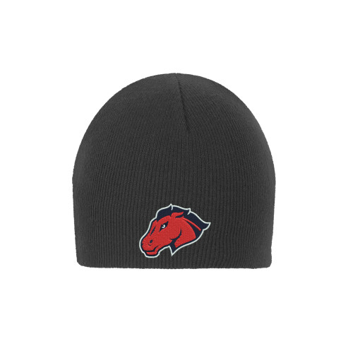  Charcoal Knit Beanie - Mustang Head